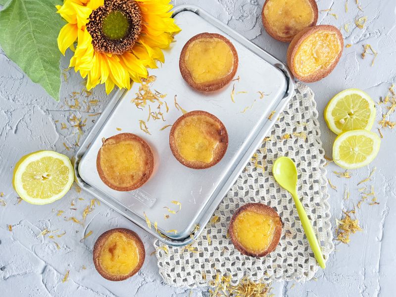 Financiers sin gluten de lemond curd