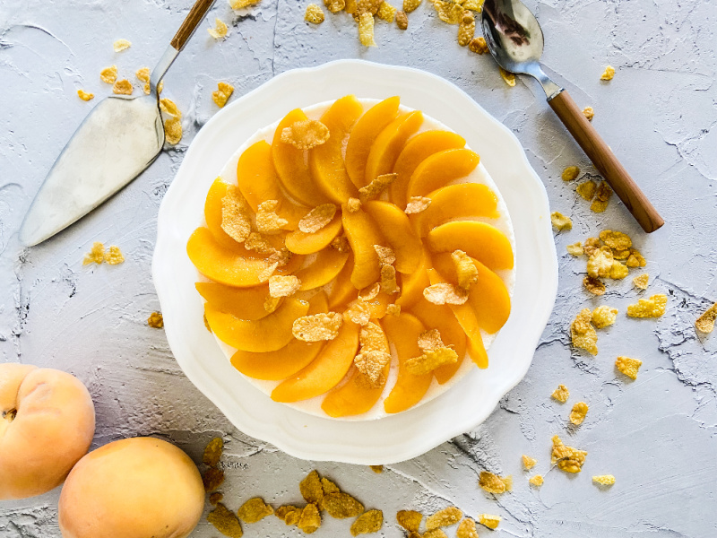 Tarta de yogur y melocotón sin gluten