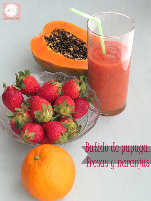 batido de papaya y fresas