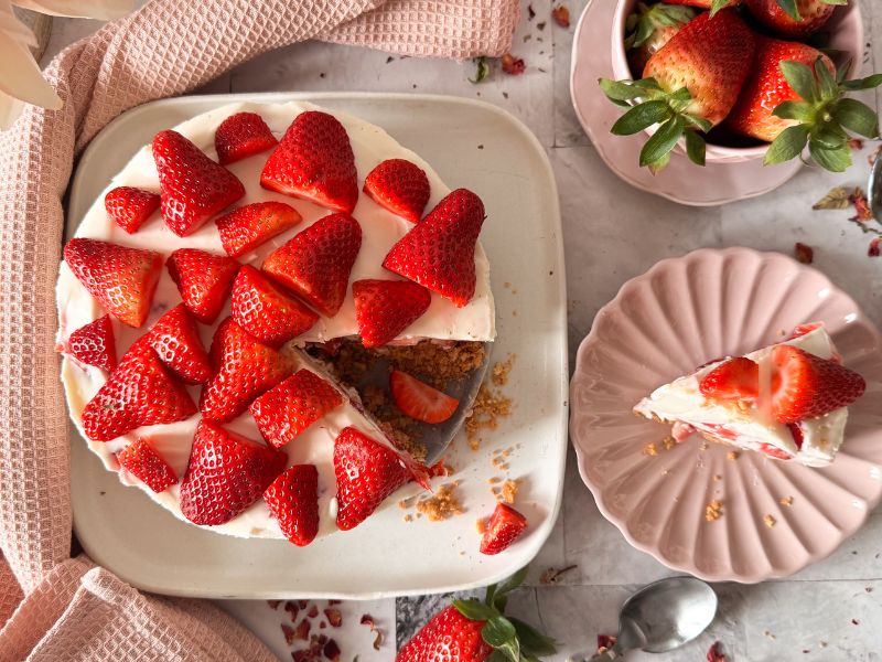 Tarta de queso mascarpone y fresas