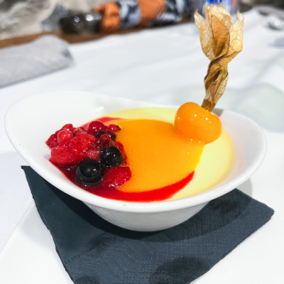 Cremoso de mango sin gluten restaurante Iruñazarra Pamplona