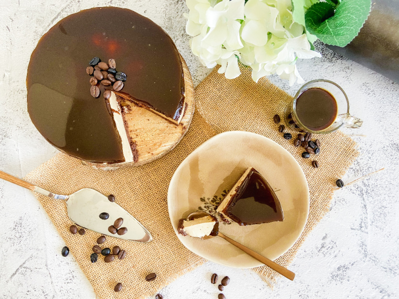 Tarta de queso y café