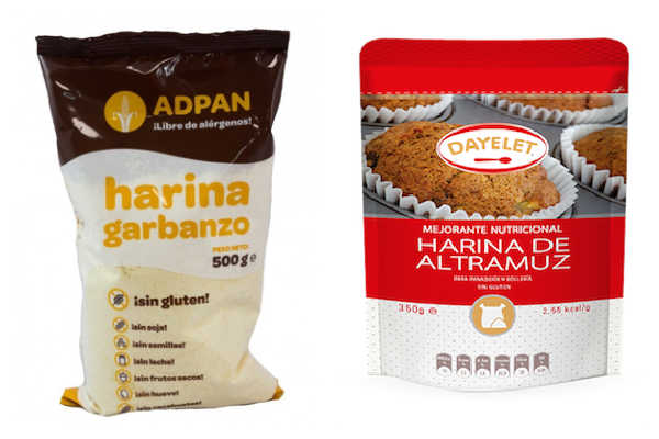 Harinas de altramuz y garbanzos sin gluten