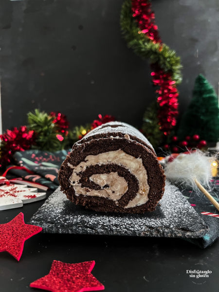 Rollo de navidad de chocolate sin gluten