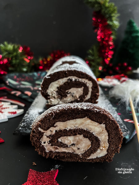 Brazo de gitano de chocolate sin gluten para Navidad