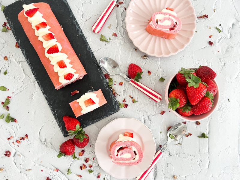 Brazo de gitano de fresas sin gluten