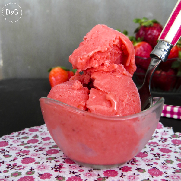 helado de fresas casero sin gluten
