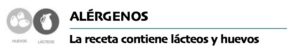 Alérgenos: la receta contiene lácteos y huevos