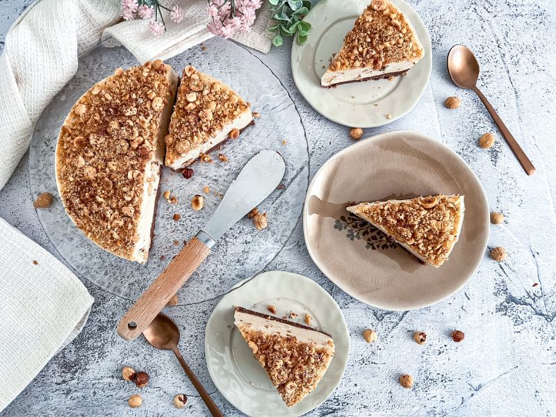 Tarta de queso y avellanas sin gluten