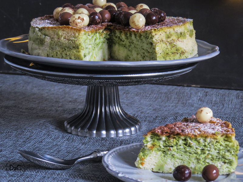 tarta de queso japonesa sin gluten de te matcha