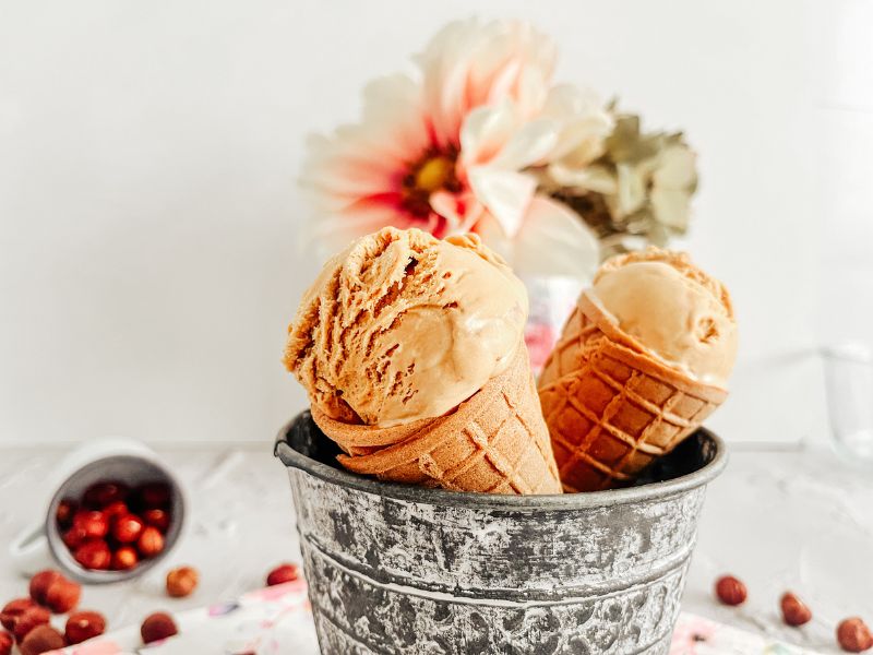Helado casero de avellanas