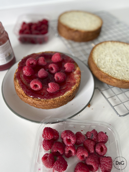 bizcocho de frambuesas sin gluten