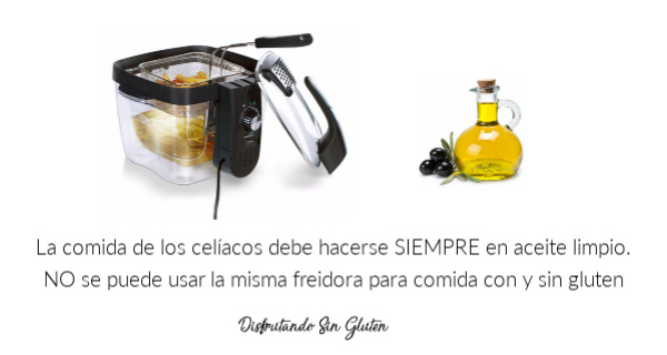 aceites y freidoras limpios para cocinar sin gluten