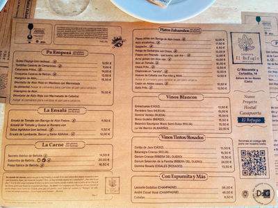 carta restaurante el refugio sin gluten