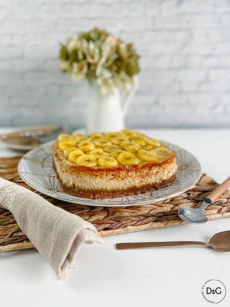 tarta de queso y plátanos sin gluten