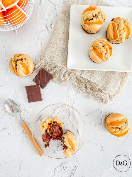 Muffins de chocolate y albaricoques sin gluten