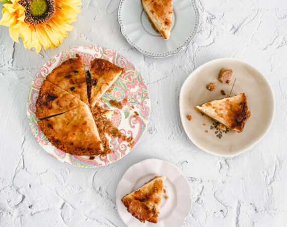 Tarta de queso y pera