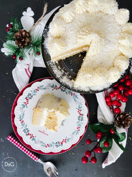 Tarta de coco y chocolate blanco sin gluten