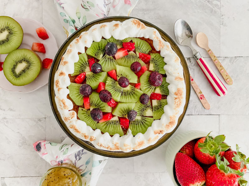 Tarta de queso y kiwi