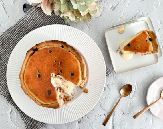 Tarta de flan y galletas