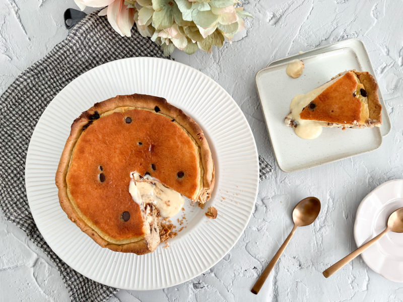 Tarta de flan y galletas