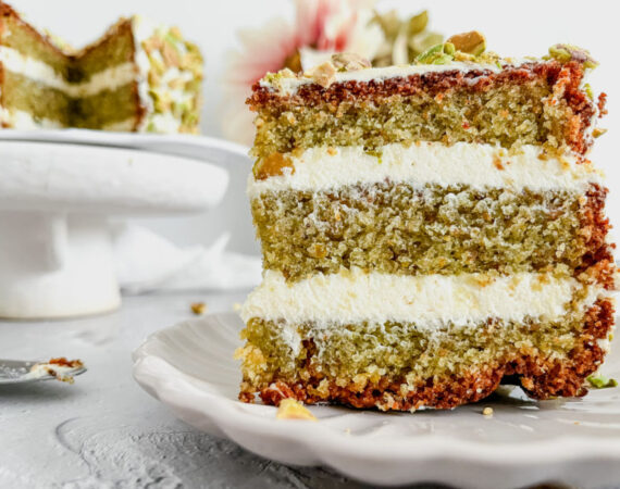 Tarta de pistachos y chocolate blanco